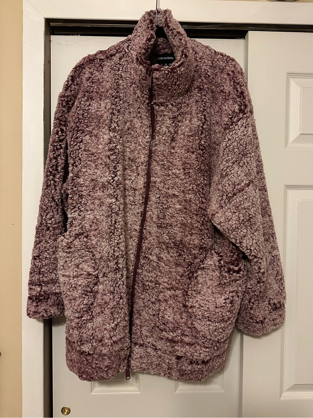 Zenana Women’s Plush Teddy Zip-Up Jacket in Dusty Mauve